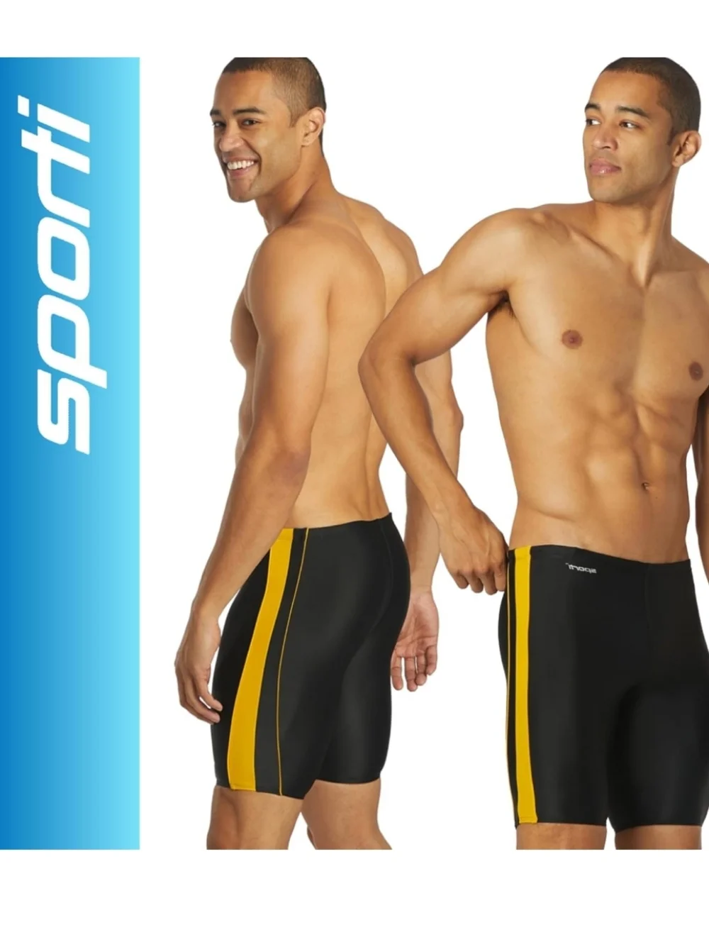 Sporti Men's Black & Yellow Swim Team Shorts Swimsuit Jammers